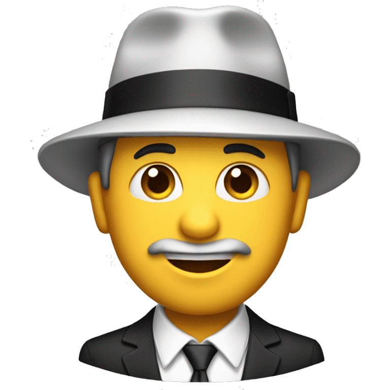 Un hombre con una gorra camisa negra y corbata  emoji