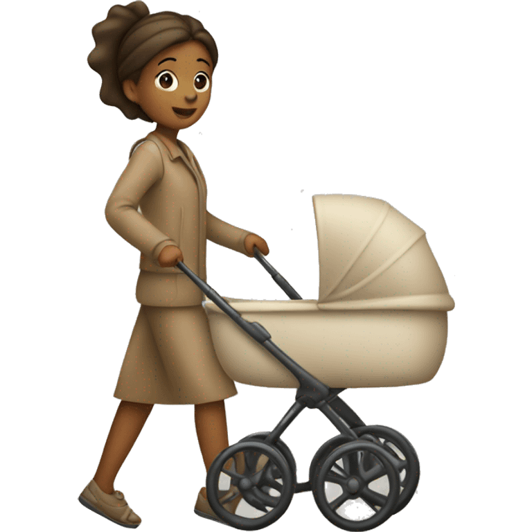 A girl walks with a beige stroller emoji