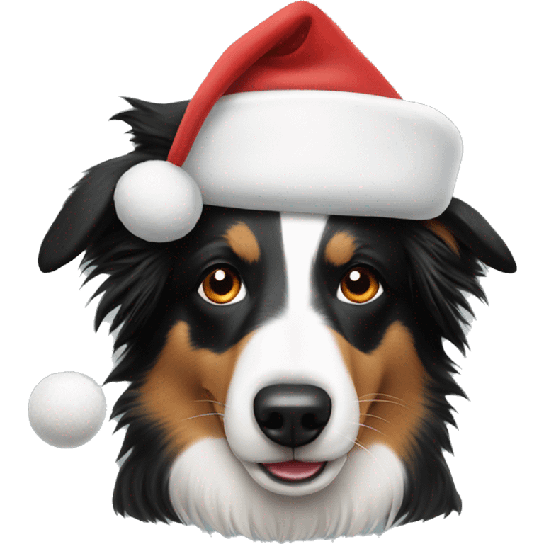 Border collie with Santa hat emoji