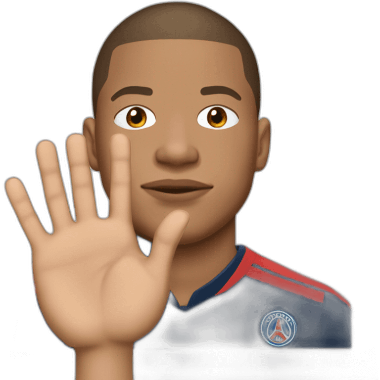 Mbappe avec la bouche ouverte et les mains derrière la tête emoji