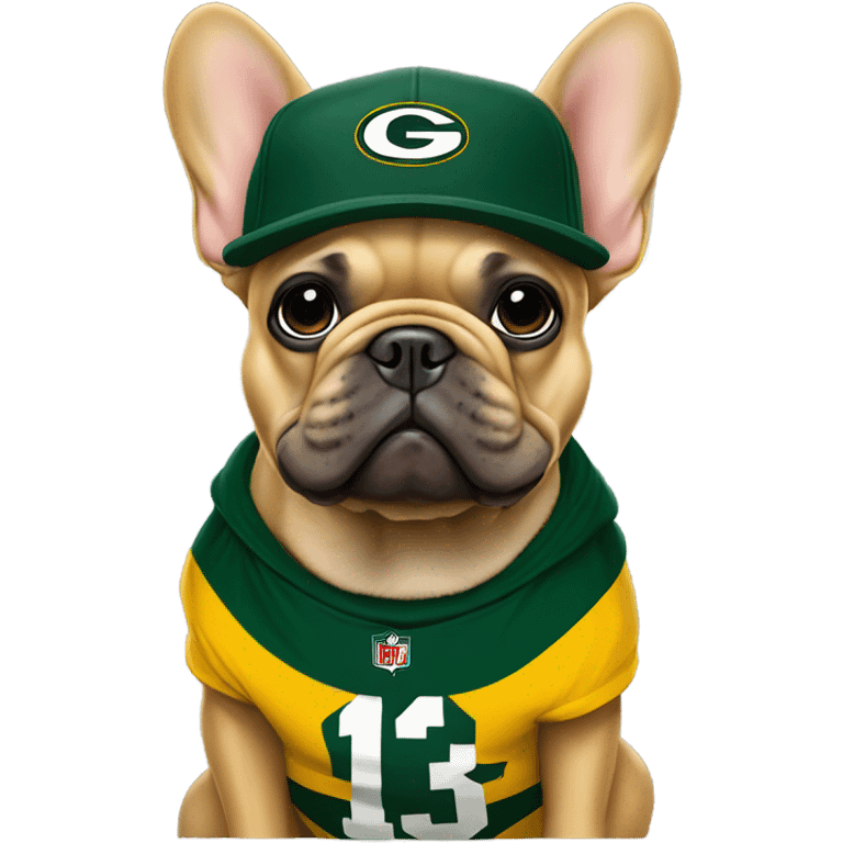 Tan French bulldog Greenbay Packer fan  emoji