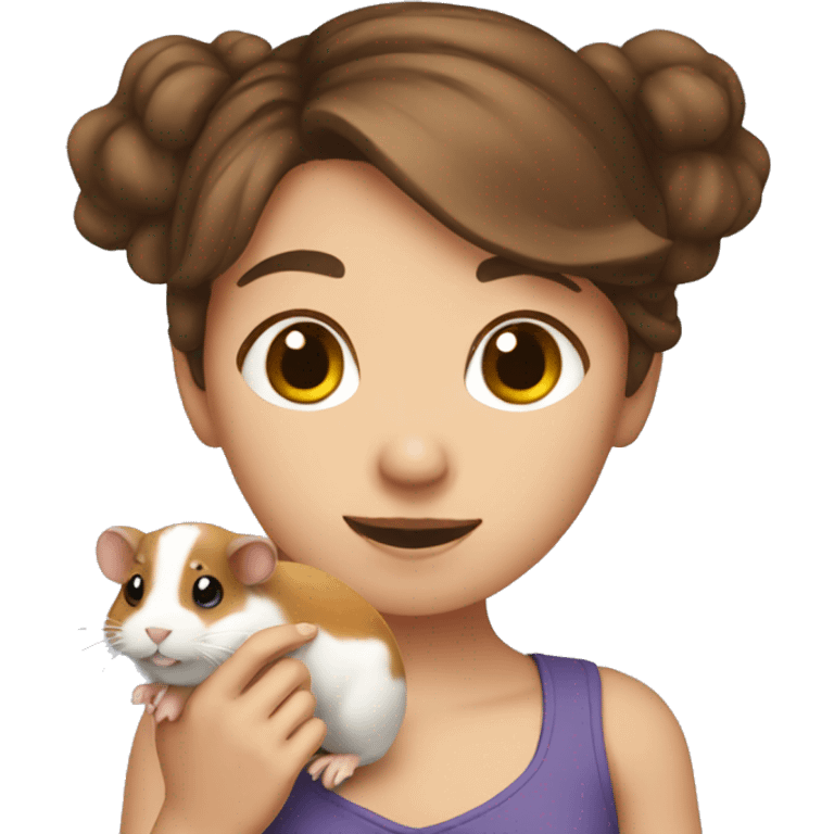 girl with brown hair holding a hamster  emoji