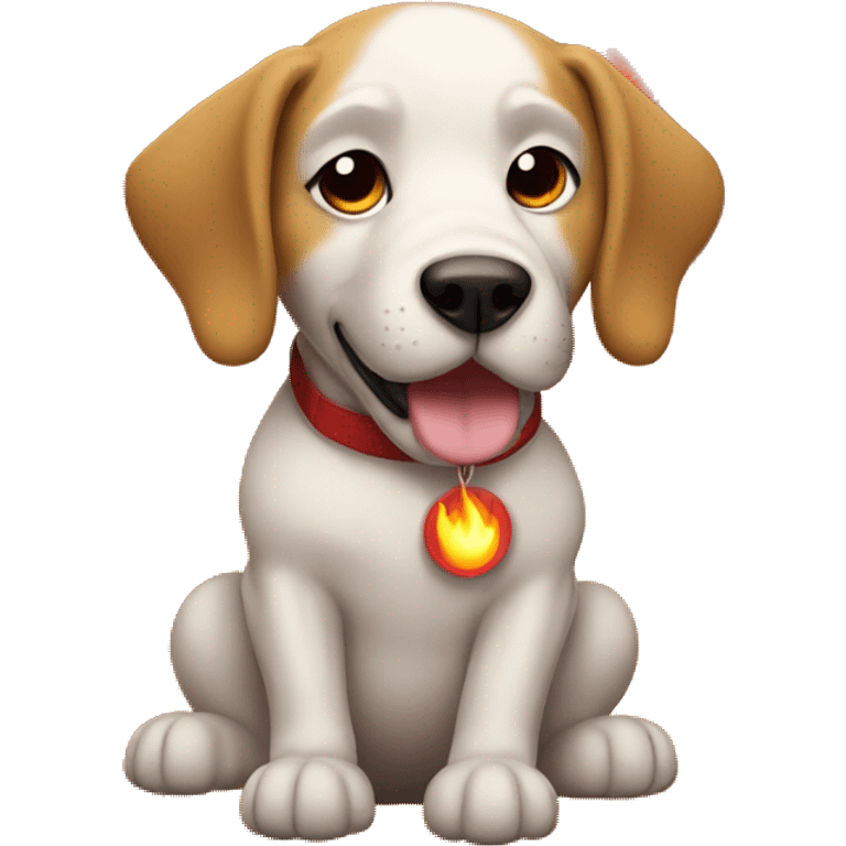 Dog with fire background  emoji