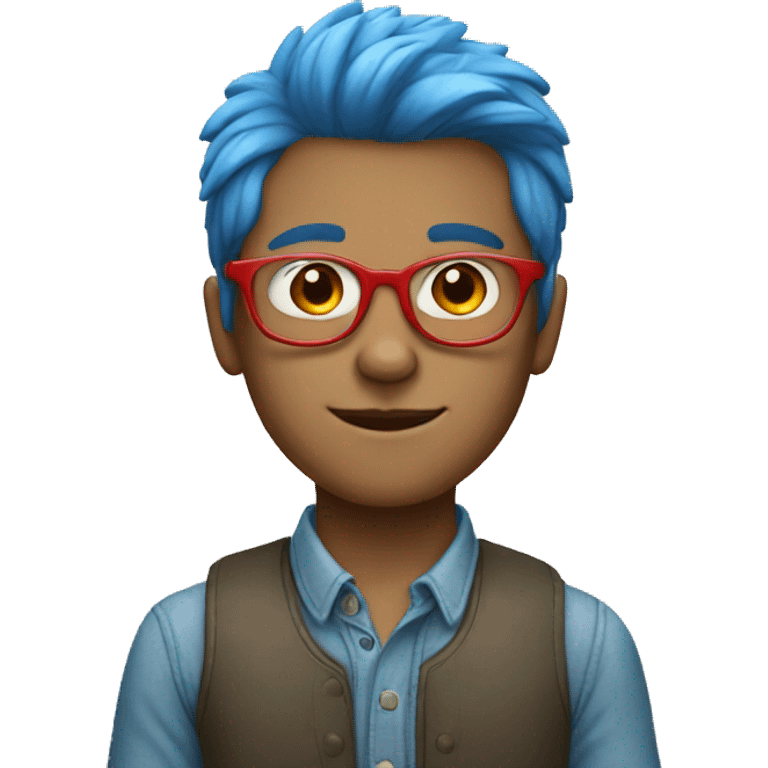 Boy with blue hair and red glasses  emoji