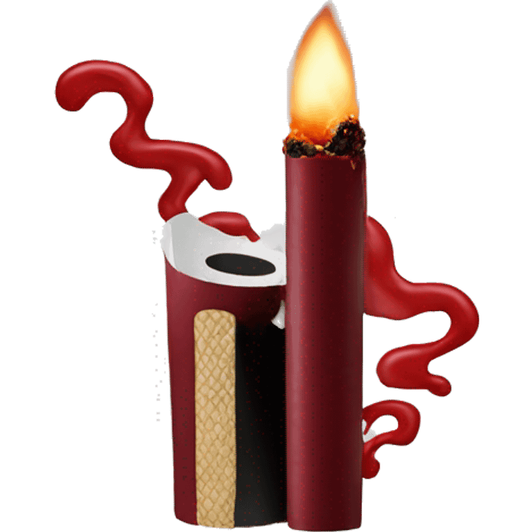 ignited cigarette with dark red lipstick stain emoji