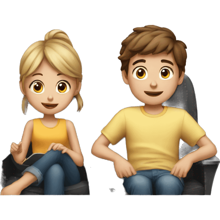 A girl and a boy watching movie together  emoji