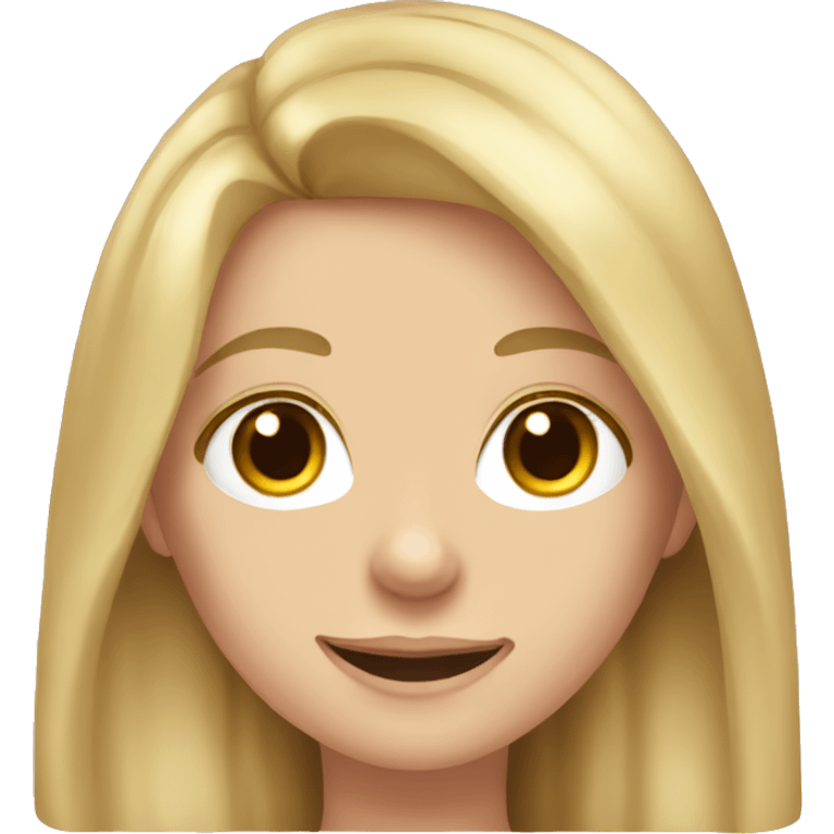 Blonde girl with long brown hair and brown eyes in braces emoji