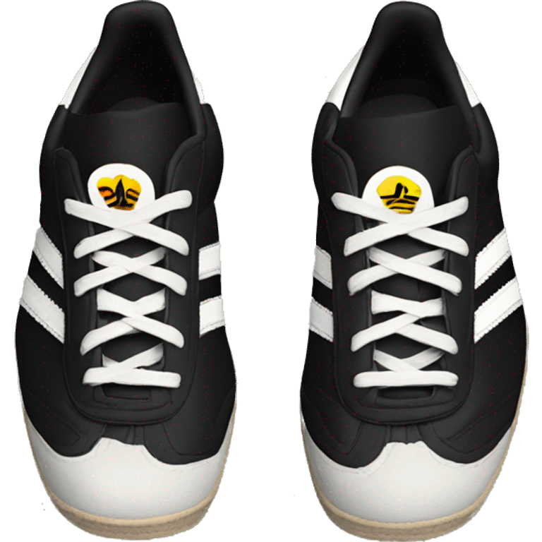 a pair of black adidas sambas emoji