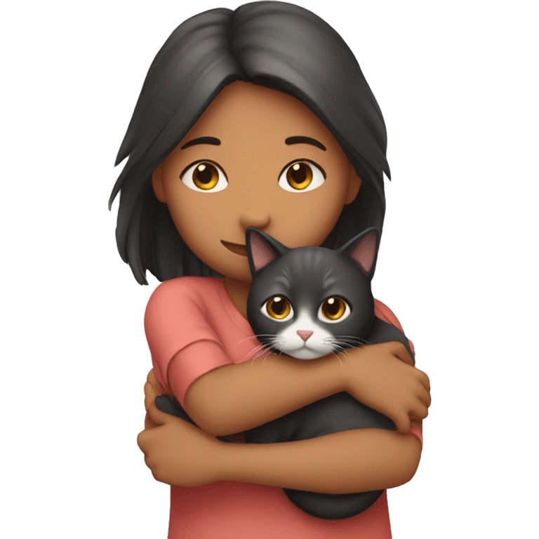 Girl huging a cat emoji