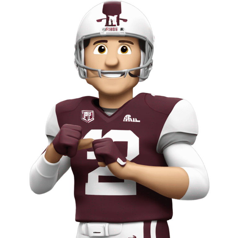 Johnny manziel in a Texas a&m maroon uniform holding up one thumb  emoji