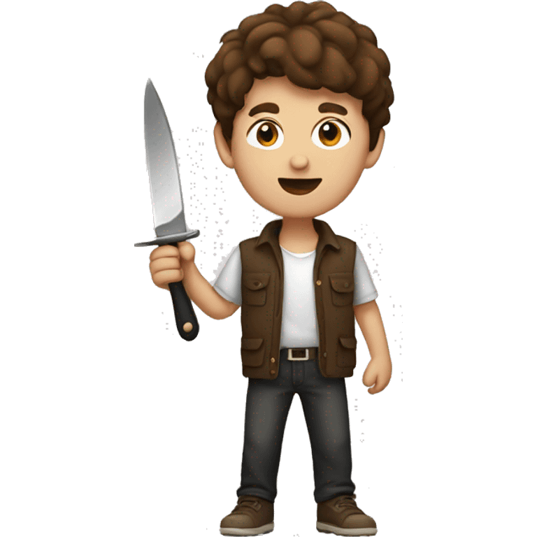 Brown haired Boy with knife  emoji