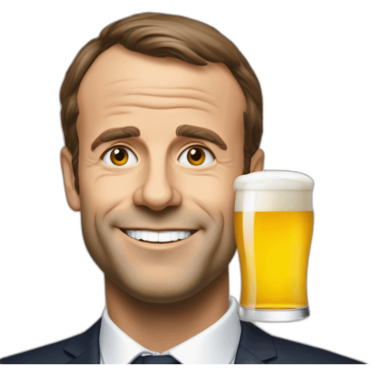 Macron buvant une bière emoji