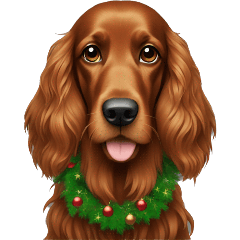 Irish setter with Christmas tree  emoji