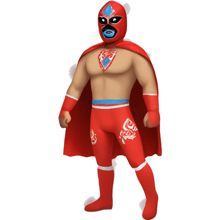 Red and powder blue lucha libre wrestler with red cape and pants blue emoji