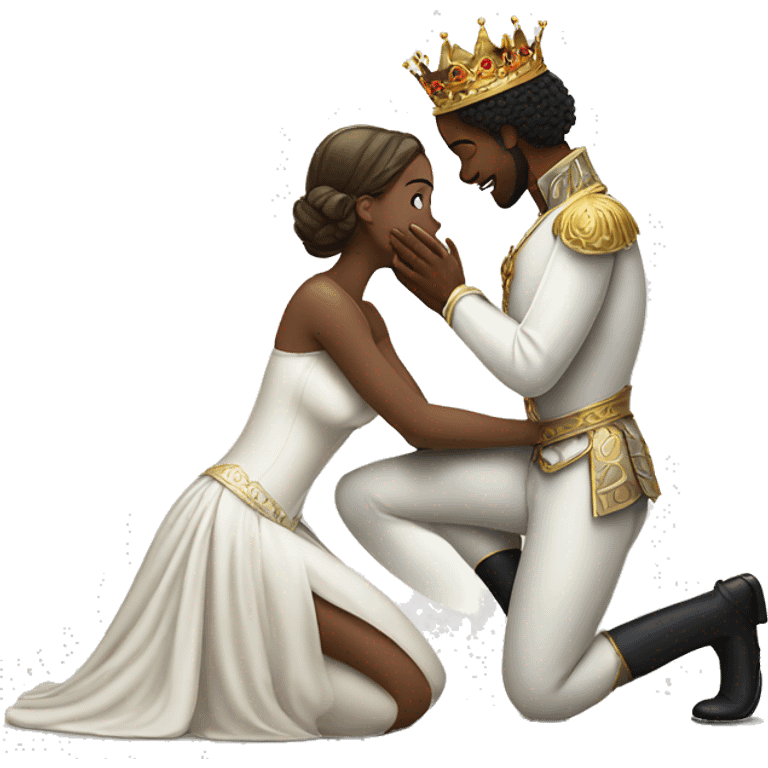 a white prince on his knees kissing the hand of a white princess emoji