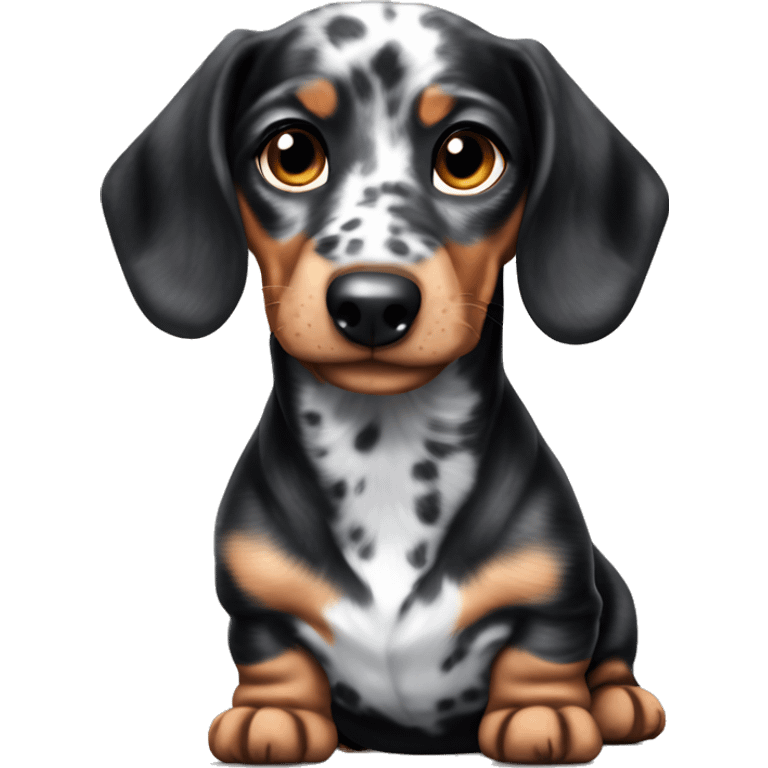 Black merle mini dachshund with one blue eye one brown emoji