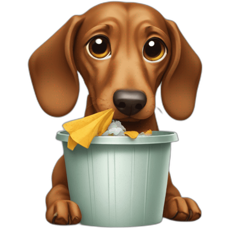 dachshund eating garbage emoji