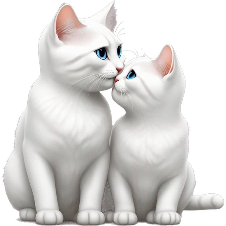 Two white British cats are kissing  emoji