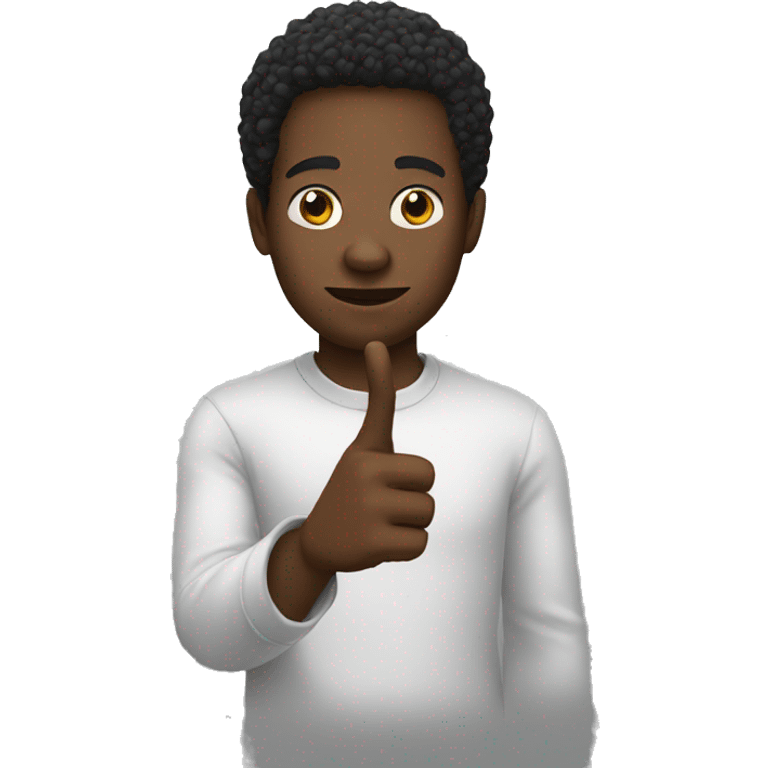 A black man with finger emoji