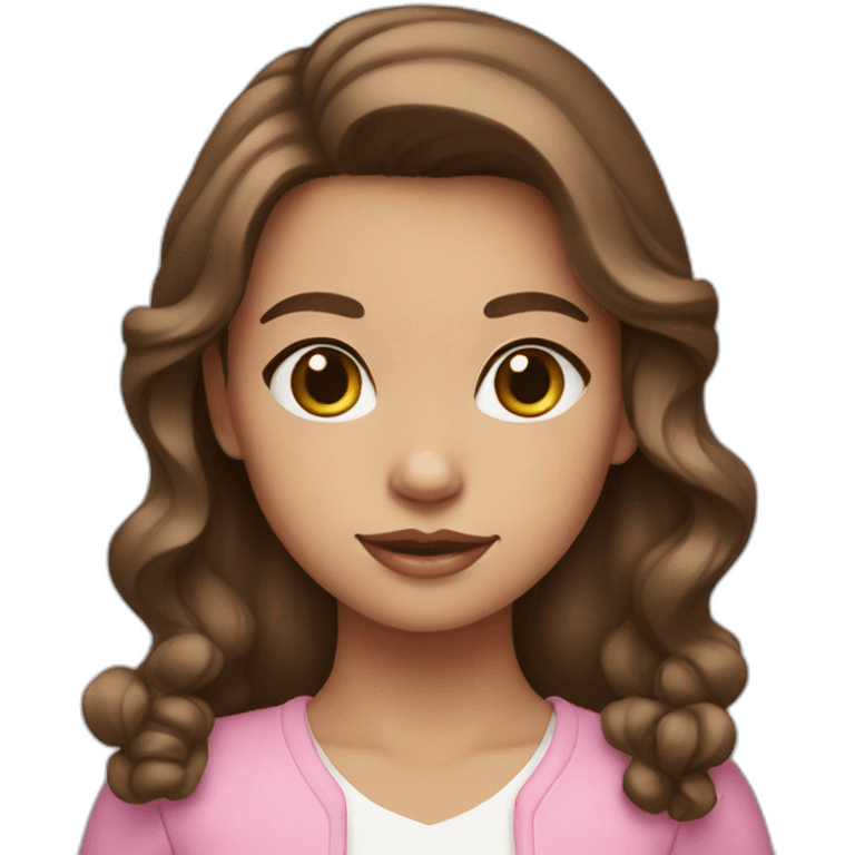 brown hair girl with pink bow small white earrings emoji