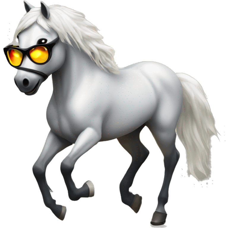 horse with sunglasses dancing rave lights emoji