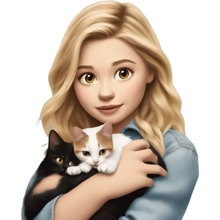 Chloe grace moretz holding calico cat  emoji