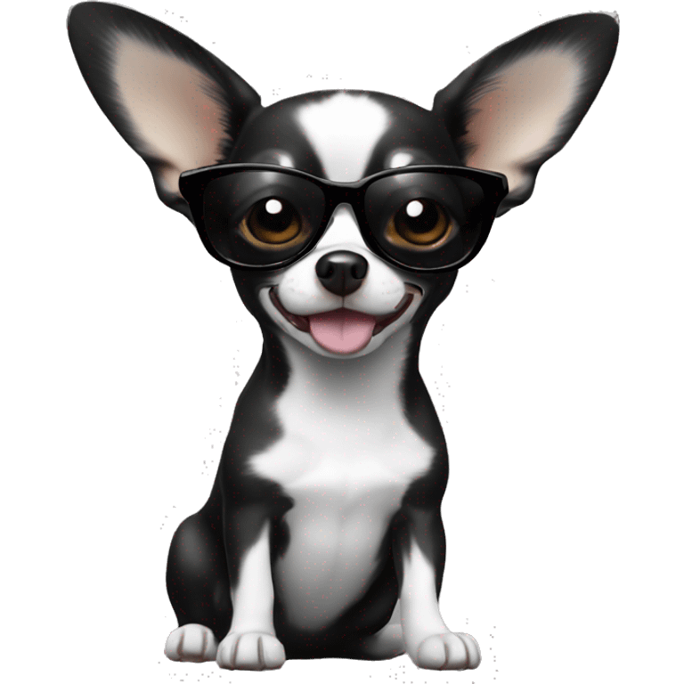 Black and white chihuahua with sunglasses  emoji