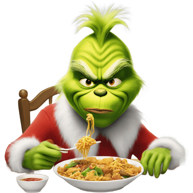 the grinch eating chinese food emoji