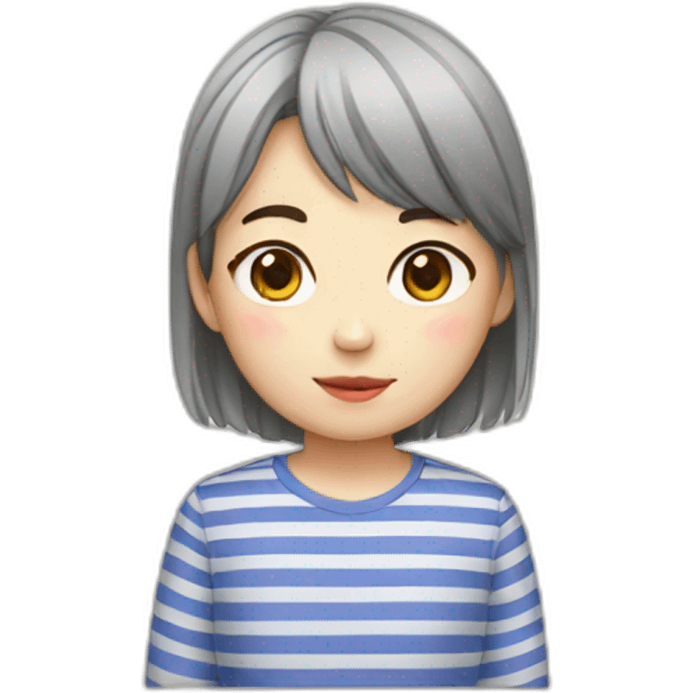 korean girl with striped shirt emoji