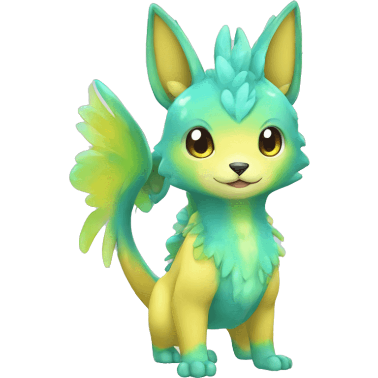 Cute cool shiny colorful animal hybrid Fakemon full body emoji