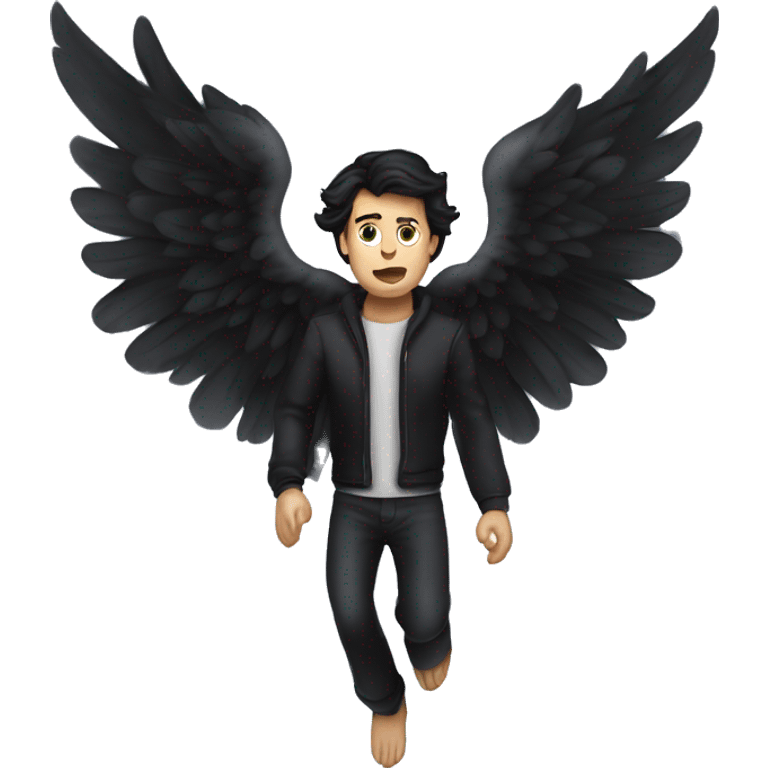 dark angel falling from the sky, caucasian dark haired man emoji