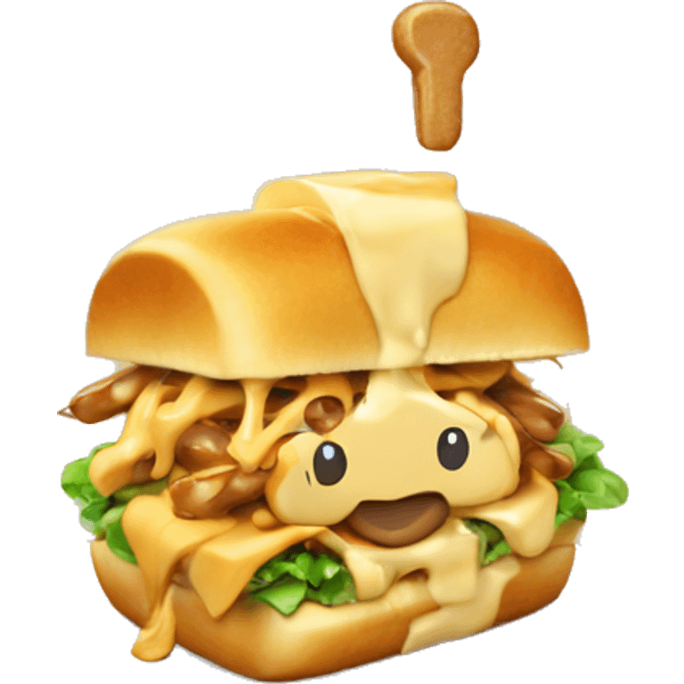 Poutine qui mange un sandwich  emoji