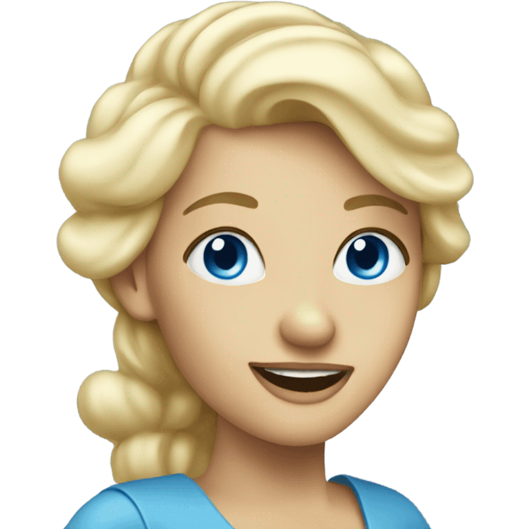 Waving blue eyed blonde lady emoji