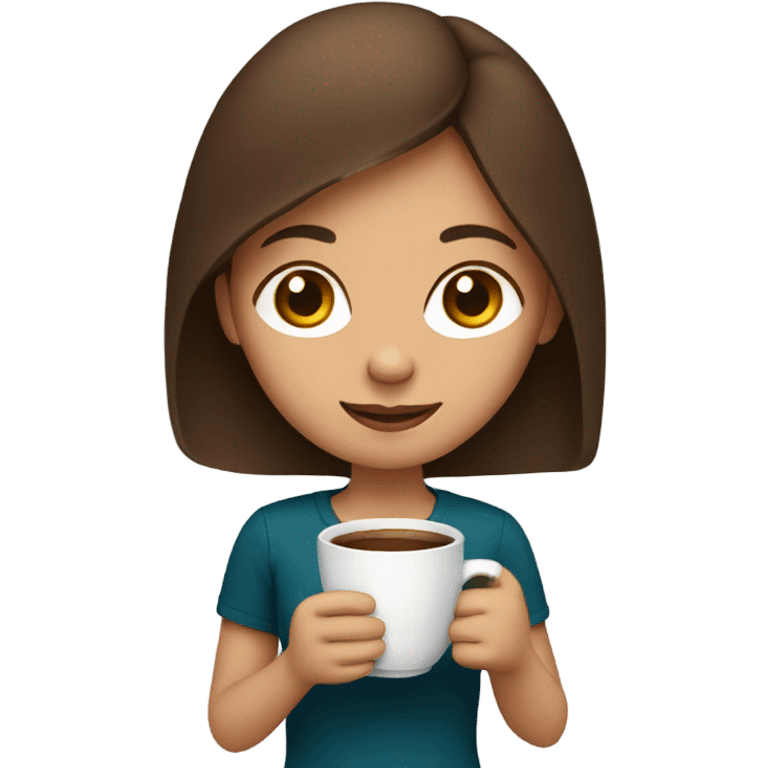 Brown hair girl with coffee emoji