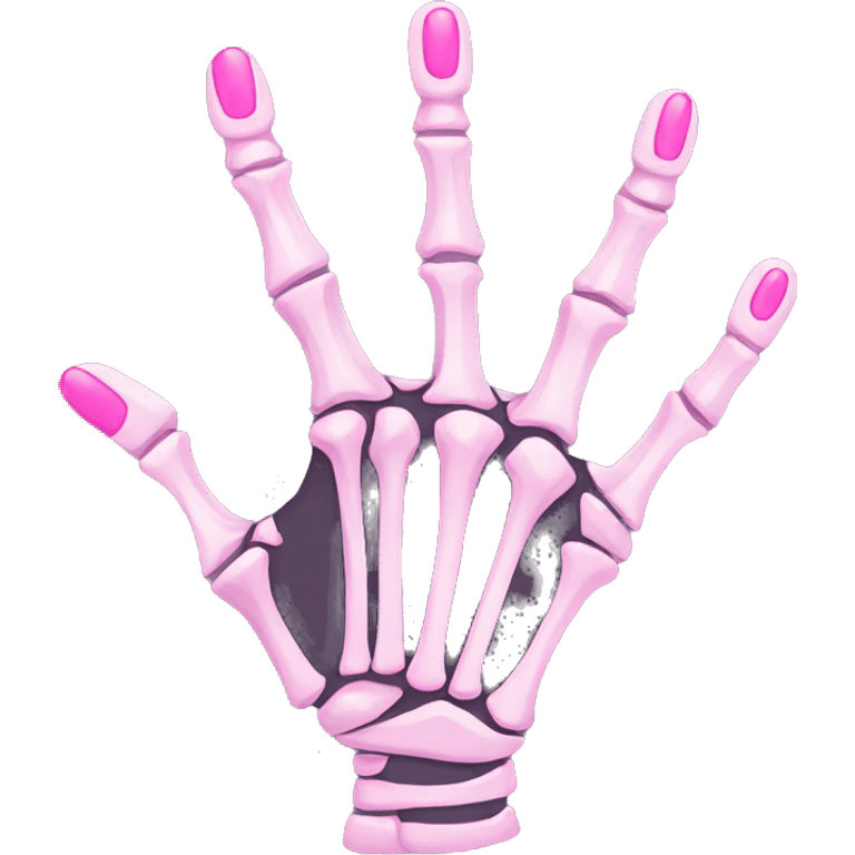 skeleton hand with long pink nails emoji