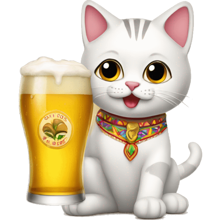 Mexican cat drinking beer emoji