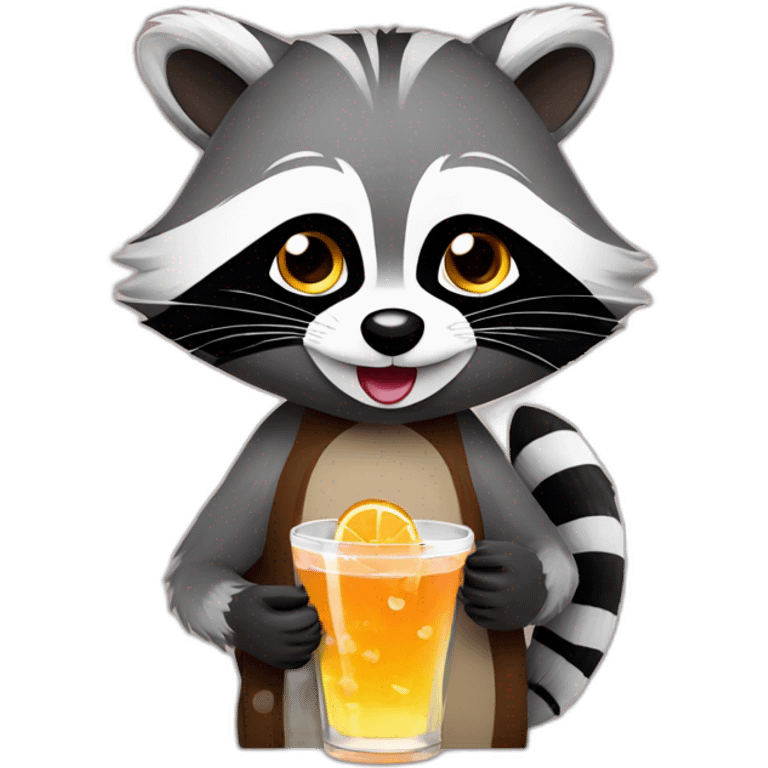 Racoon drinking cine con un aperitivo emoji