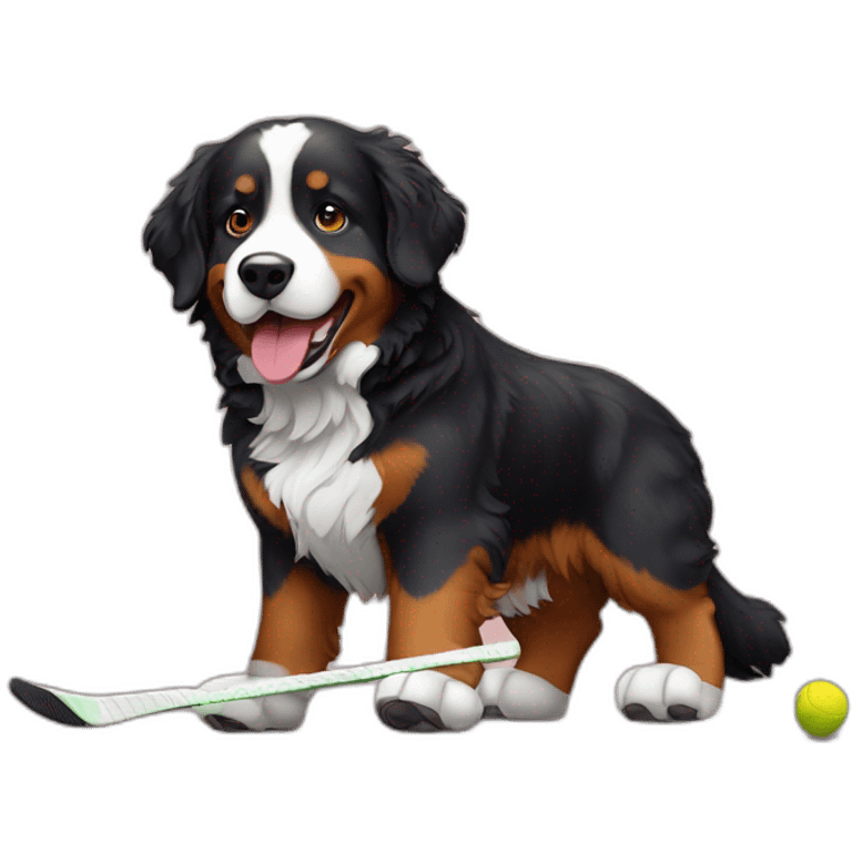 Bernese mountain dog playing hockey emoji