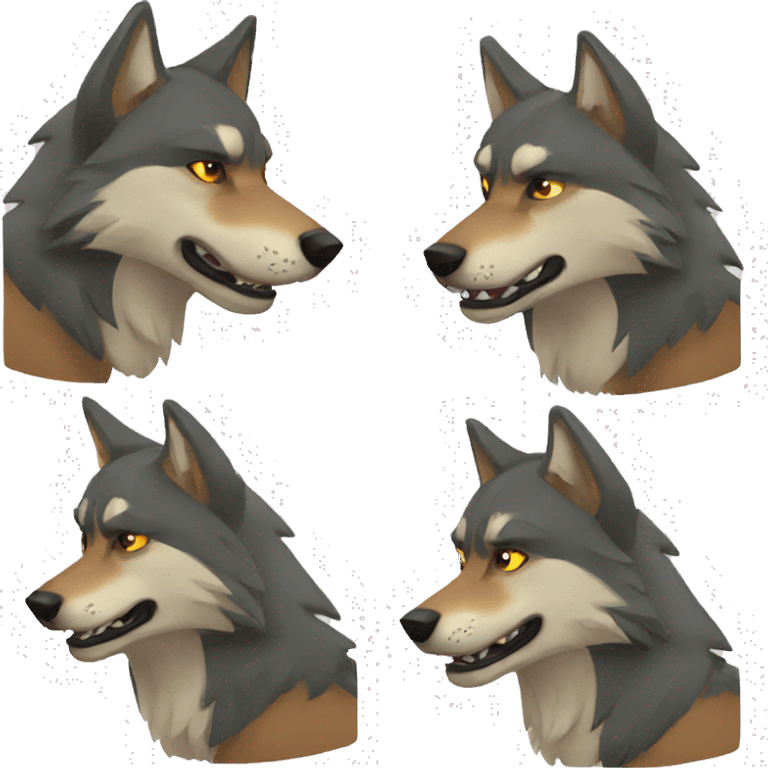 pack of muscular wolves emoji