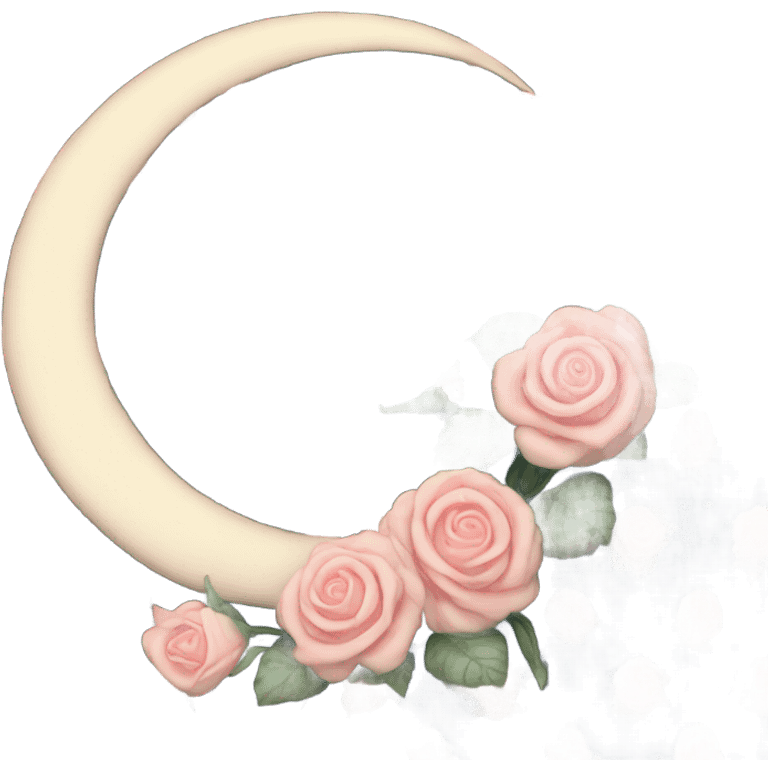 crescent damask moon with roses emoji