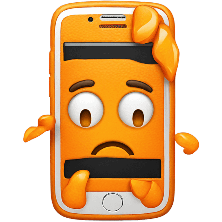 Orange smartphone upset emoji