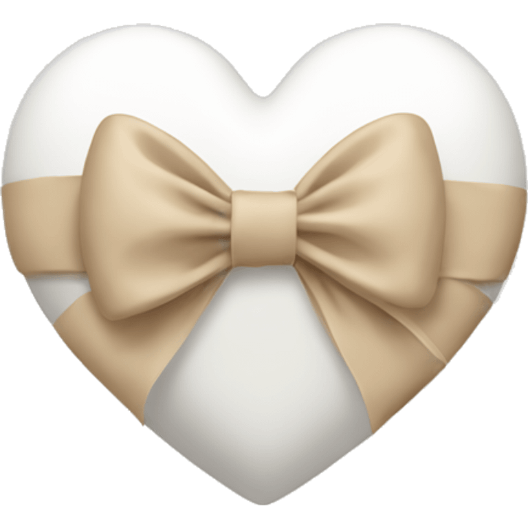 white heart with beige bow emoji