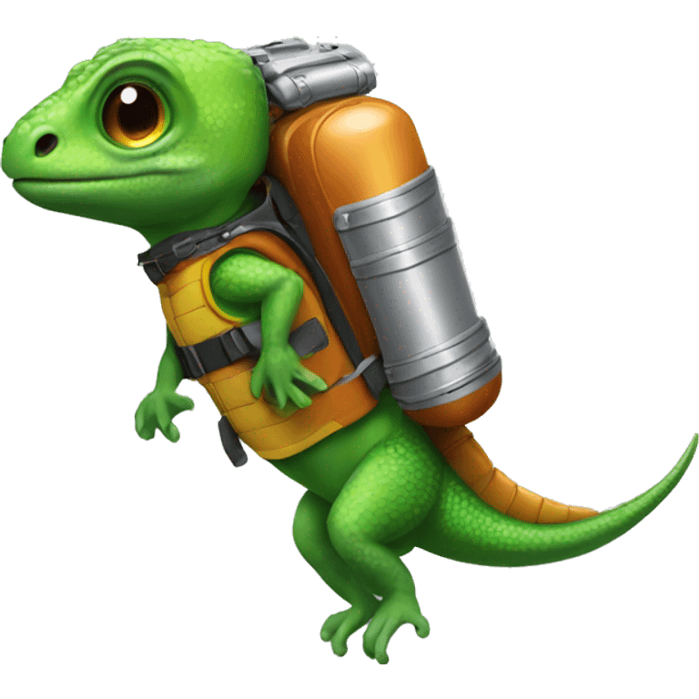 lizard wearing a jetpack emoji