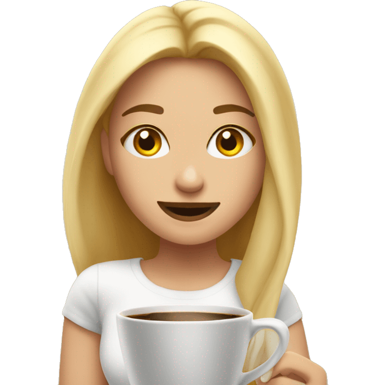 emoji de una chica rubia tomando café  emoji