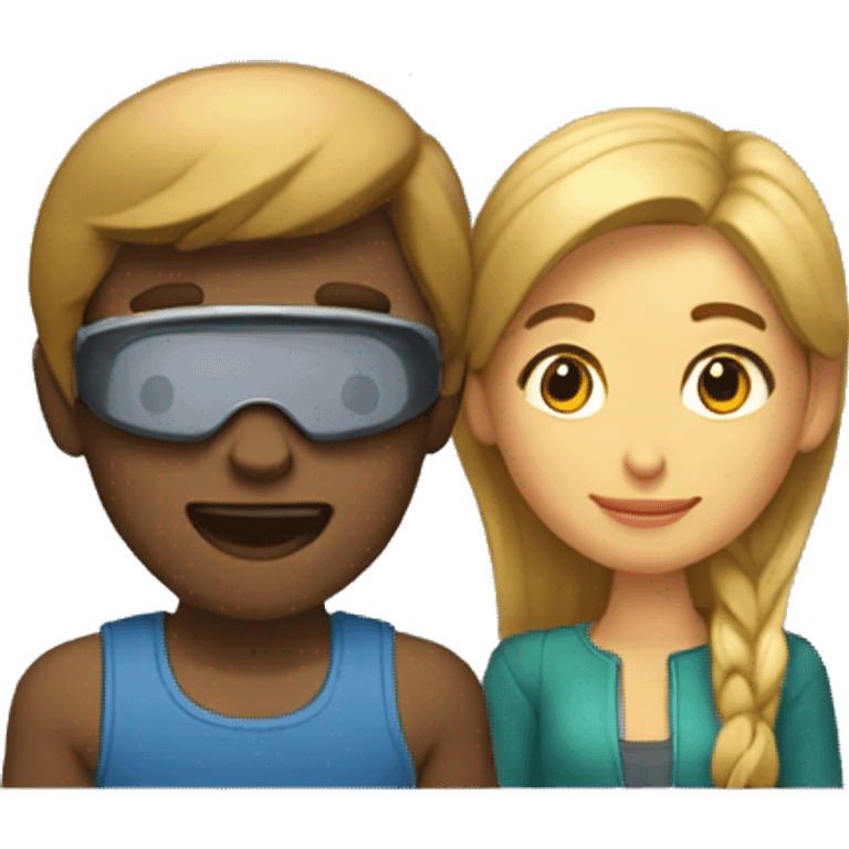 Un chico con una chica viendo una película emoji