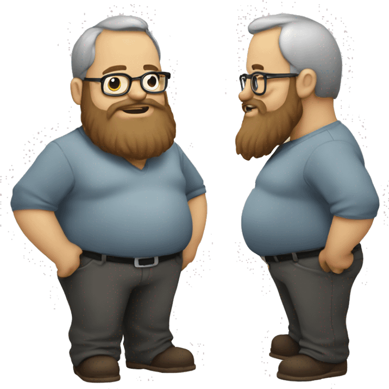 Nerdy White man with big belly and beard  emoji