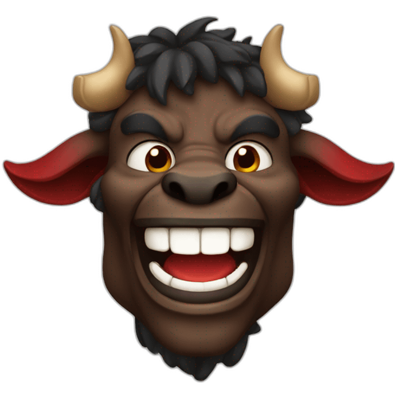 laughing black and red Minotaur emoji