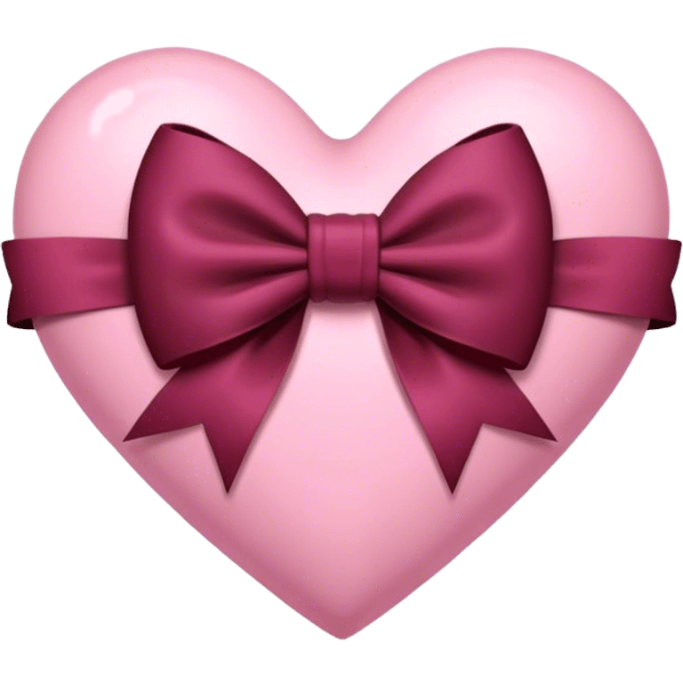 Pink heart with a burgundy bow in the middle emoji