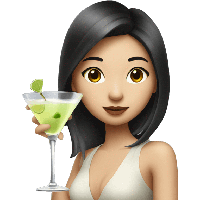 Pretty Asian girl drinking martini emoji