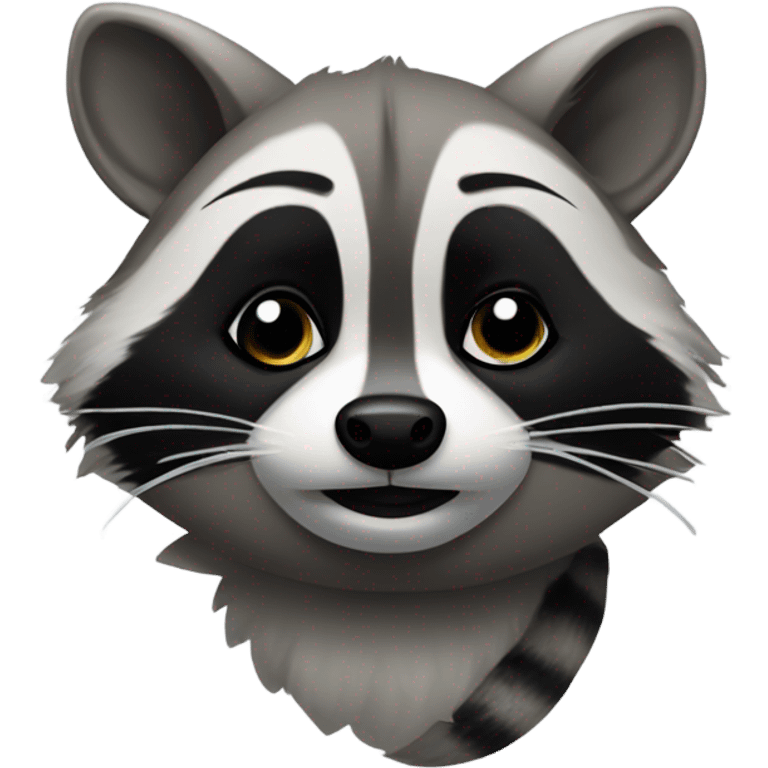 Raccoon kissy face emoji